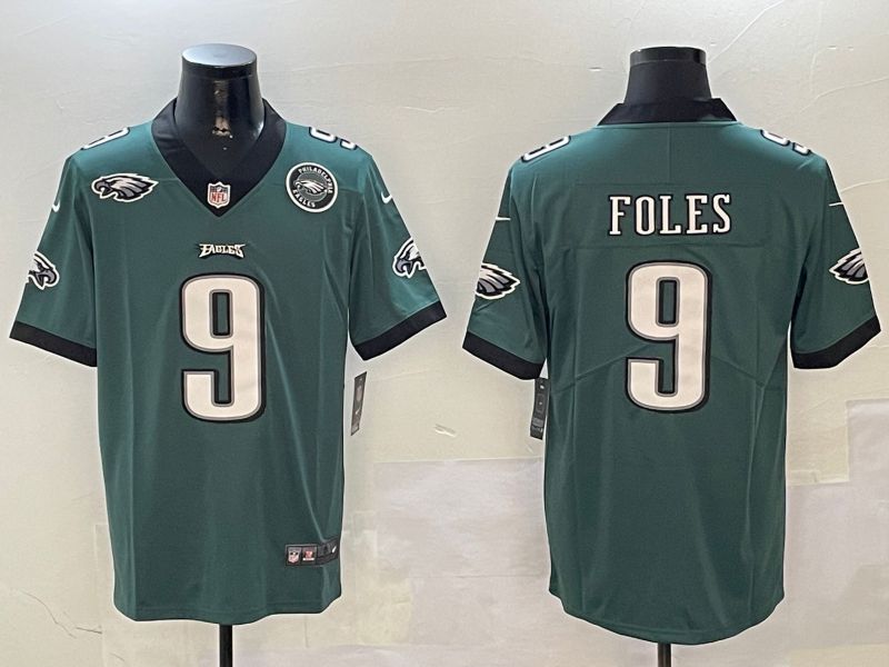 Men Philadelphia Eagles #9 Foles Green Second generation 2024 Nike Limited NFL Jersey style 1